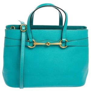 Gucci Blue Tote with Structured Shape and Gold Hardware